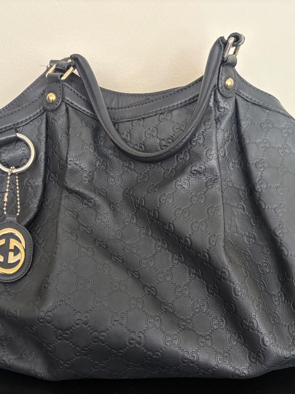 Gucci Sukey Large Black Guccissima Leather Tote Bag 211943